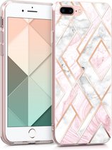 kwmobile telefoonhoesje voor Apple iPhone 7 Plus / 8 Plus - Hoesje voor smartphone in roségoud / wit / oudroze - Glory Mix Gekleurd Marmer design