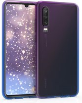 kwmobile hoes voor Huawei P30 - backcover voor smartphone - Tweekleurig Diagonaal design - paars / blauw / transparant