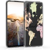 kwmobile telefoonhoesje voor Honor 9X (EU-Version) - Hoesje voor smartphone in zwart / meerkleurig / transparant - Travel Wereldkaart design
