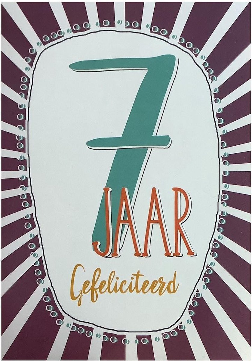 Verjaardagskaart 7 Jaar - Wenskaart Verjaardag - Kaart 7 Jaar