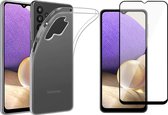 Samsung A32 Hoesje en Samsung A32 Screenprotector - Samsung Galaxy A32 5G Hoesje Transparant Case Cover Hoes + Samsung A32 Screenprotector Glas Full Screen