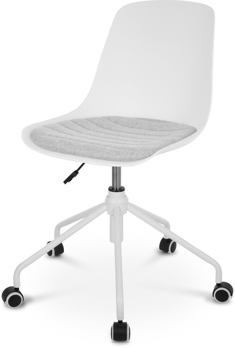 Nout-Liv bureaustoel wit met lichtgrijs zitkussen - wit onderstel