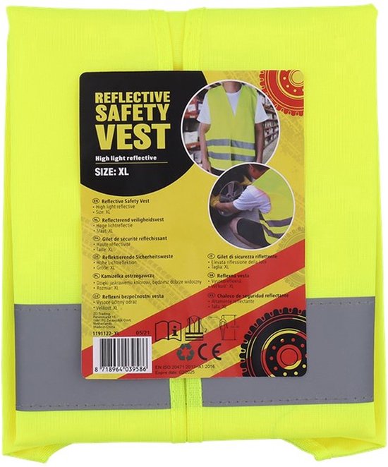 Accessoire Voiture Obligatoire Lot De 4 Gilets De Sécurité Jaune ISO20471 - Taille Unique - Haute Visibilité Jour/nuit - Pour Voiture Protection Urgence Route