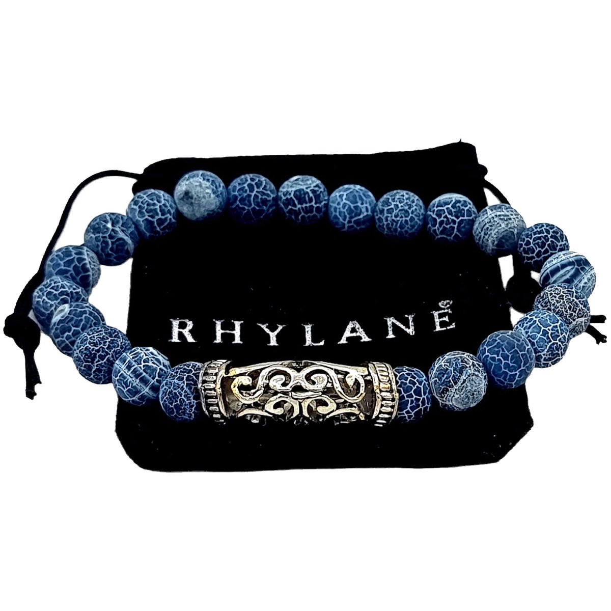 Rhylane – Kralen Armband Met Agaat Natuursteen – Bevroren Blauw – 20 cm