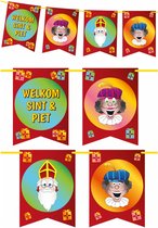 Set van 4x stuks Sinterklaas Welkom Sint en Piet slinger/vlaggenlijn - 6 meter - Sinterklaas feestslingers