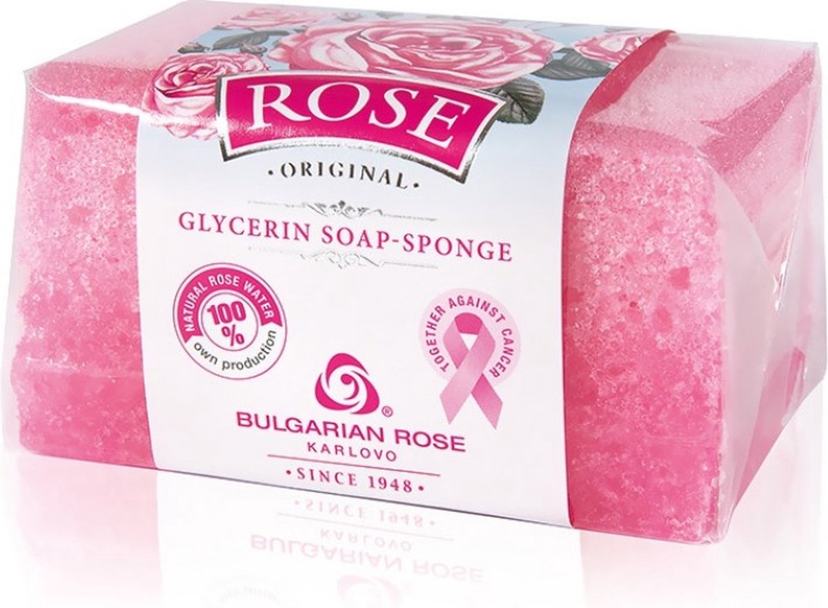 Glycerin soap-sponge Rose Original | Rozen cosmetica met 100% natuurlijke Bulgaarse rozenolie en rozenwater