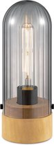 Home Sweet Home - Moderne tafellamp Capri - Rook - 10/10/27cm - bedlampje - geschikt voor E27 LED lichtbron - gemaakt van Glas en Hout