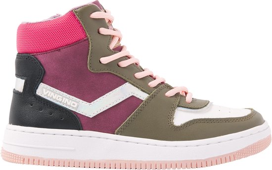 Vingino Senne Mid Hoge sneakers - Leren Sneaker - Meisjes - Roze - Maat 28