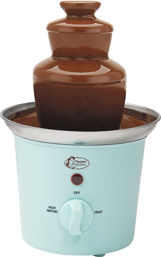 Bestron Chocoladefontein, kleine chocolade fontein met indicatielampje, 60 Watt, RVS, Kleur: Mint