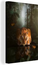 Peinture sur toile - Jungle - Nature - Water - Papillon - 20x30 cm - Salon - Décoration de chambre - Tigre