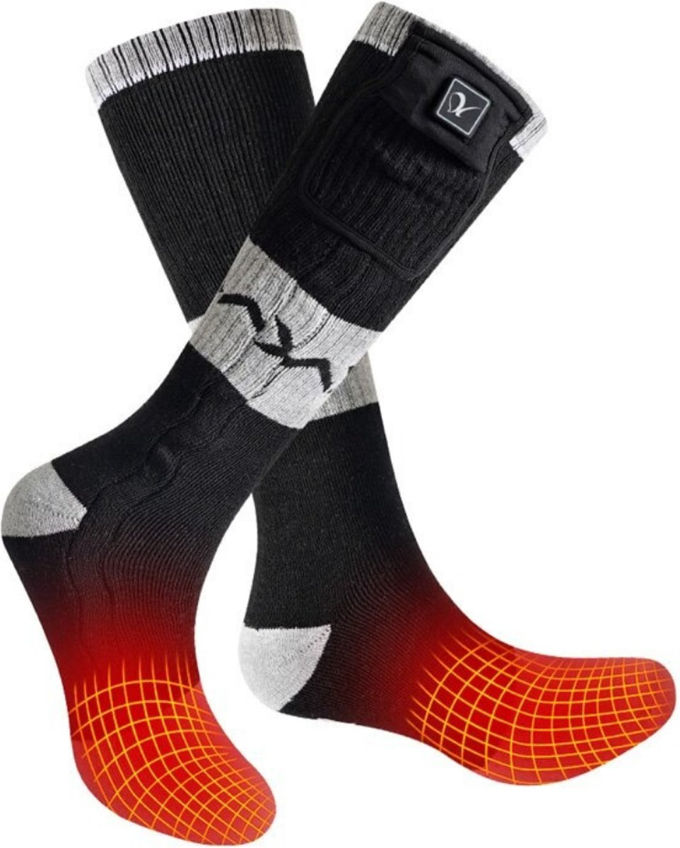 LooMar Verwarmde Sokken Elektrisch - Verwarmde Sokken met Oplaadbare Accu - Elektrische sokken 3 Standen - Zwart Maat 42-46 (L)