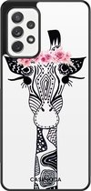 Casimoda® hoesje - Geschikt voor Samsung Galaxy A72 - Giraffe - Zwart TPU Backcover - Giraffe - Wit