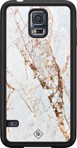 Casimoda® hoesje - Geschikt voor Samsung Galaxy S5 - Marmer Goud - Zwart TPU Backcover - Marmer - Goudkleurig