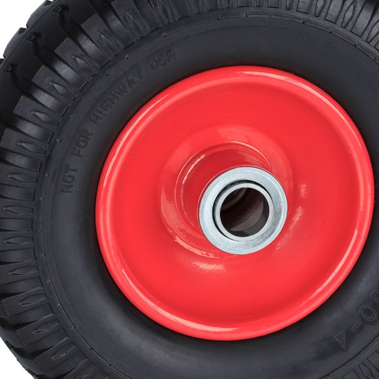 Relaxdays kruiwagenwiel - set van 2 - 2.50-4 - rubber - stalen velg - anti-lek - 80 kg - zwart-rood van Relaxdays — afbeelding 2