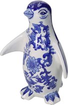 Cactula blauw wit bloemen pinguing aardewerk beeld 14x10x22cm