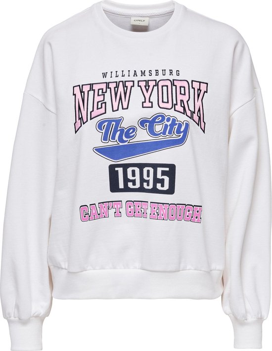 Only Trui Onlmindie Reg L/s City Box Swt 15275518 Bright White/new York Dames Maat - M
