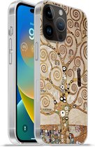 Geschikt voorApple Iphone 14 Pro - Softcase hoesje - The tree of life - Gustav Klimt - Siliconen Telefoonhoesje