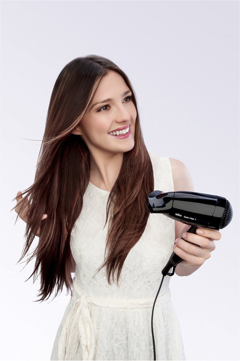 Braun Satin Hair 1 Style&Go BRHD130E Föhn - Reis haardroger - Multivoltage - Inklapbaar — afbeelding 3