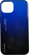 Shop4 - iPhone 13 Hoesje - Harde Back Case Fade Blauw Zwart