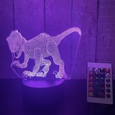 Klarigo® Nachtlamp – 3D LED Lamp Illusie – 16 Kleuren – Bureaulamp – Dinosaurus – Jurassic Park - Jurassic World – Nachtlampje Kinderen – Creative lamp - Afstandsbediening