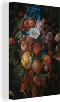 Peinture sur toile Guirlande de fruits et de fleurs - Peinture de Jan Davidsz. de Heem - 80x120 cm - Décoration murale