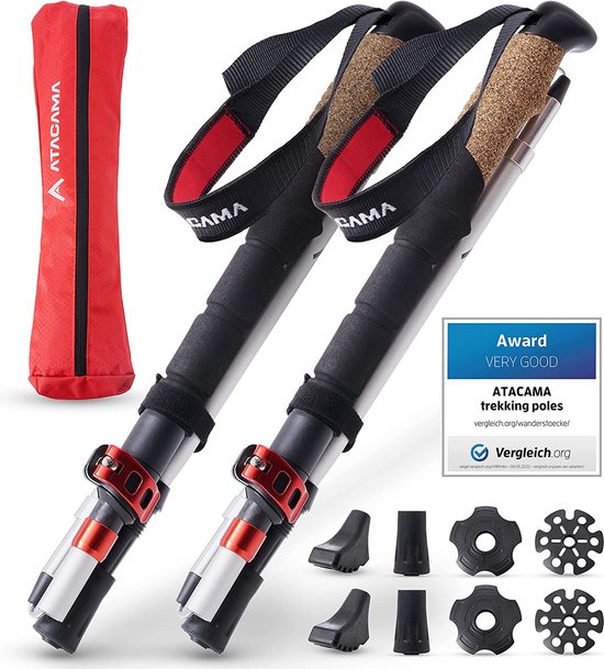 KADVA Nordic Walking-stokken Luna blauw, verstelbare maat 69-135 cm, draaisluitsysteem voor veilige en eenvoudige lengtewisseling, handgreep van duurzaam PP en kurk
