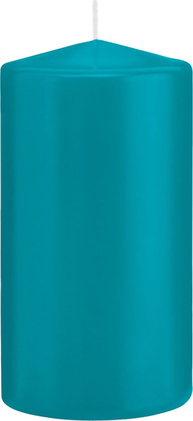 Trend Candles - Bougies Bougies cylindriques avec sous-verres en verre lot de 2 pièces bleu turquoise 8 x 15 cm
