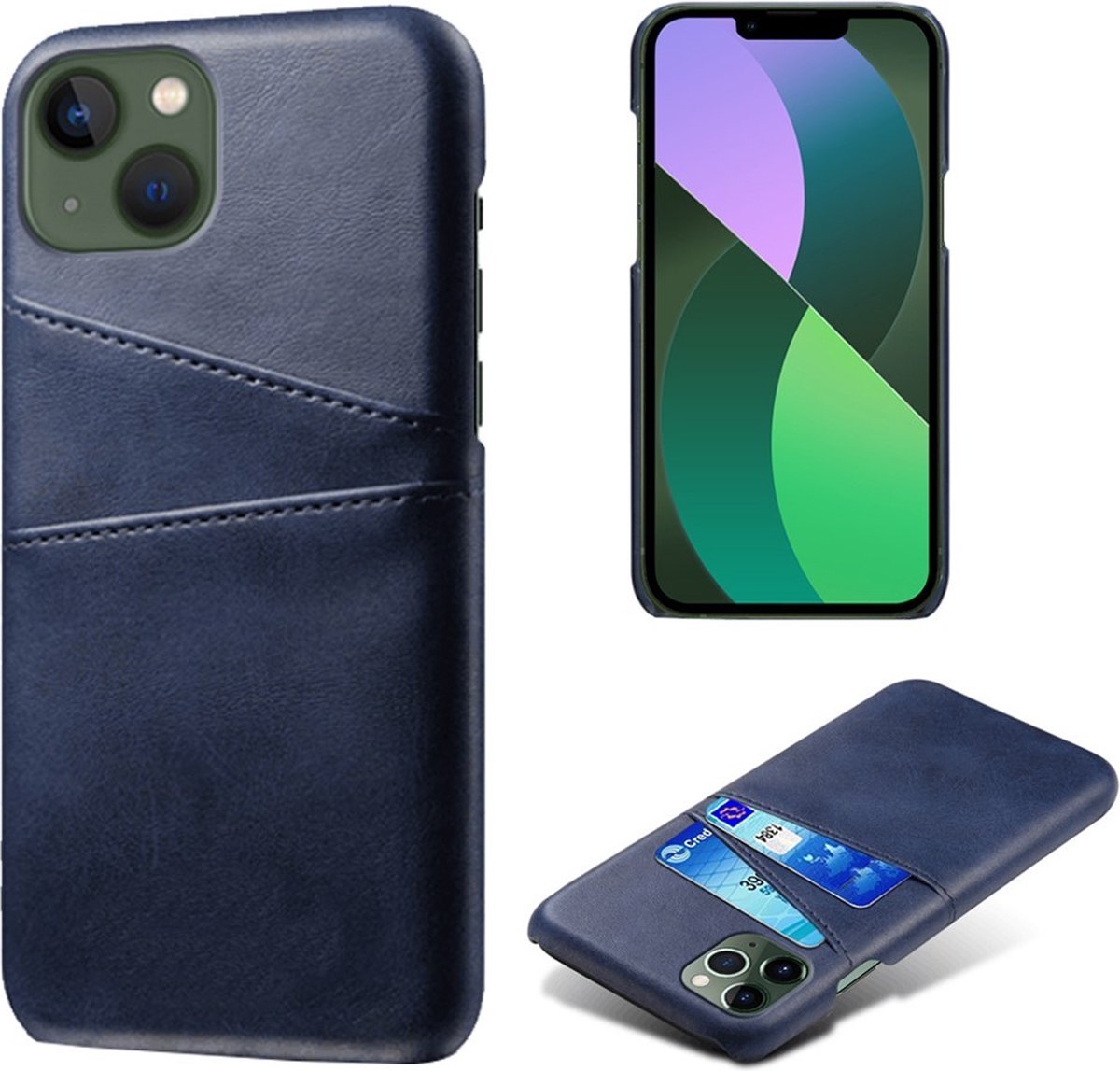 Coverup Hoesje - Geschikt voor iPhone 14 Hoesje - Coverup Dual Card Back Cover - Blauw
