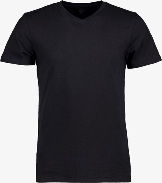 Unsigned heren T-shirt V-hals organic katoen - Zwart