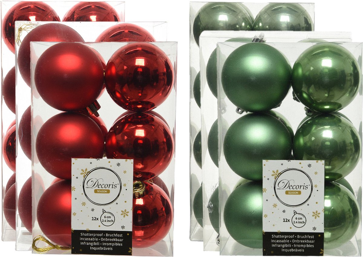 Boules de Noël assorties vert, rouge, blanc – boîte de 30 main image 1