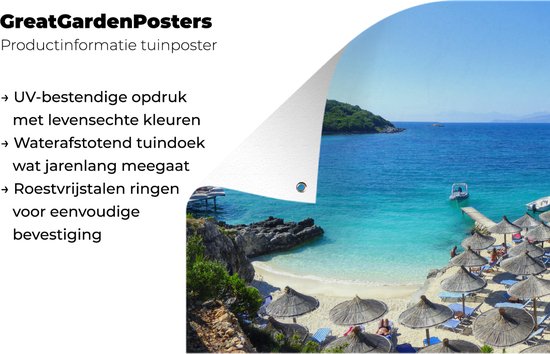 Affiche de clôture Plage à l'eau claire en Albanie - 200x100 cm - Toile de jardin