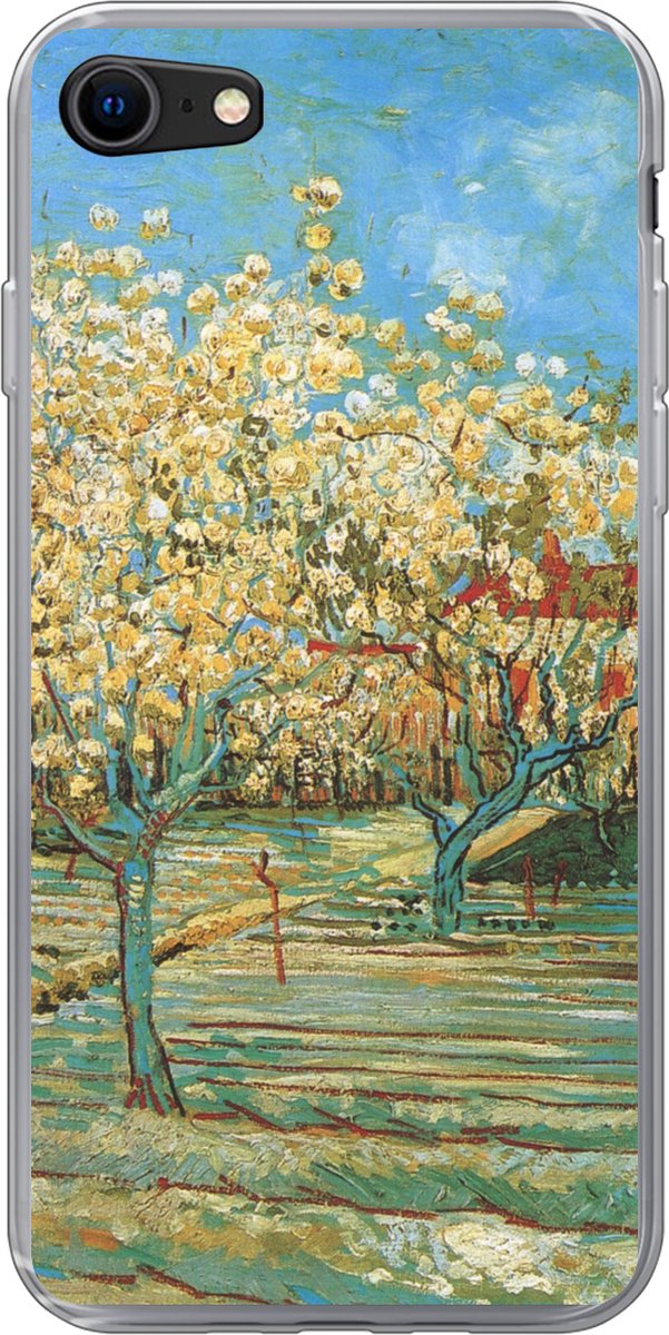 Telefoonhoesje Geschikt voor iPhone SE 2022 hoesje - Boomgaard in bloei - Vincent van Gogh - Siliconen Telefoonhoesje Telefoonhoesje