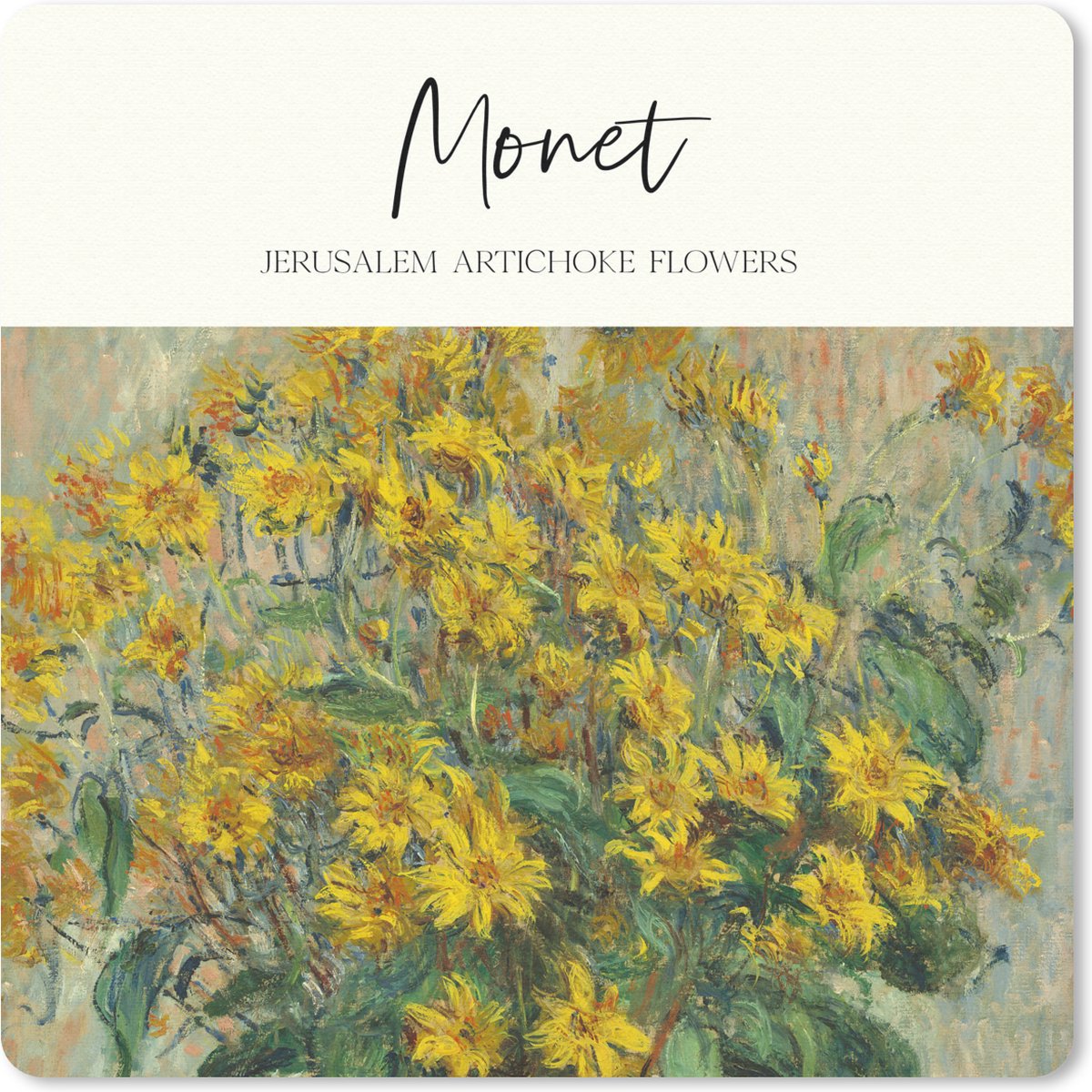Muismat 30x30 cm - Mousepad Schilderij - Jerusalem artichoke flowers - Monet - Muismatten