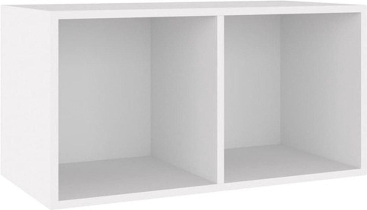 vidaXL - Opbergbox - voor - LP's - 71x34x36 - cm - bewerkt - hout - wit