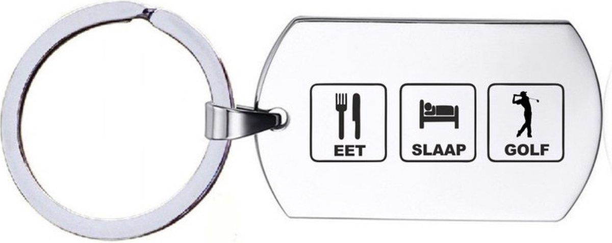 Sleutelhanger RVS - Eet Slaap Golf