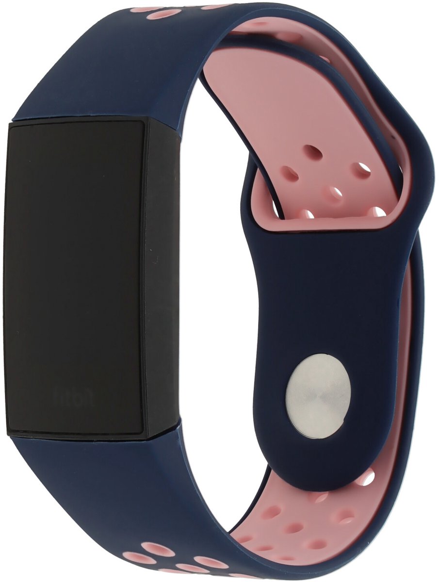 Fitbit Charge 3 & 4 siliconen DOT bandje - Roze / Blauw (Small) - Fitbit charge bandjes