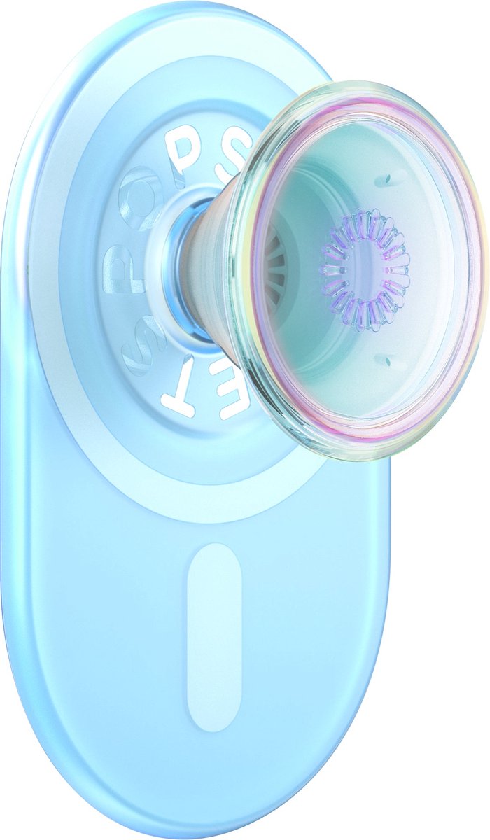 PopSockets PopGrip - Telefoonbutton en Standaard compatibel met een magnetische ring voor iPhone 12 en hoger - Blauw Opalecent