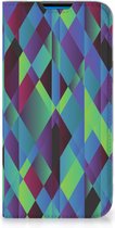 Hoesje Geschikt voor iPhone 14 Pro Max Bookcase Abstract Groen Blauw