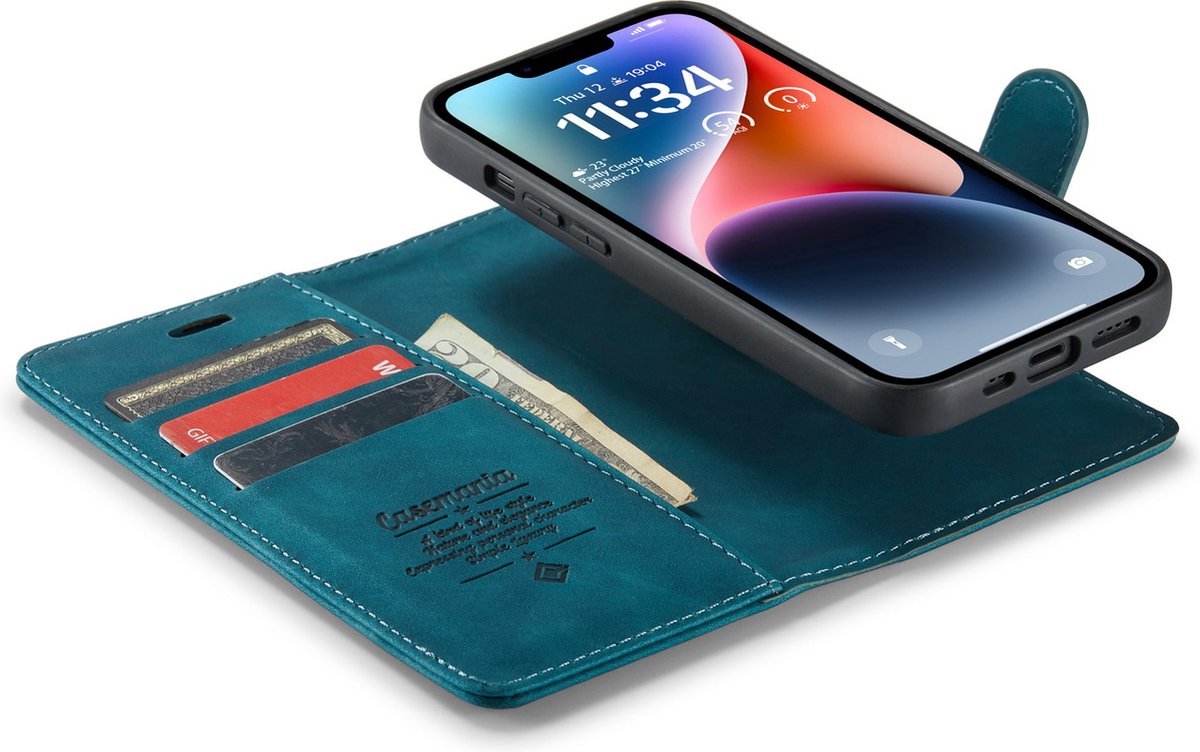iPhone 14 Bookcase hoesje - CaseMe - Effen Groen - Kunstleer
