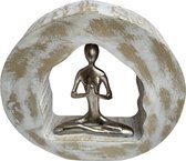 Yoga Sculpture Statue Namaste Bois Métal 28 cm de haut