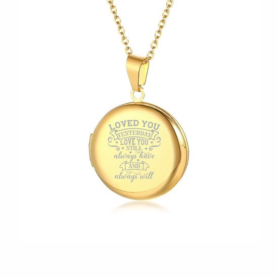 Pendentif Photo Avec Chaîne Et Gravure - Rond - Je t'aimais hier