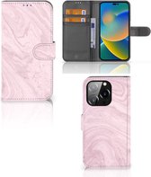 GSM Hoesje iPhone 14 Pro Flip Case Marble Pink