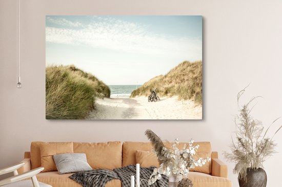 Toile Peinture Plage - Dune - Ciel - 150x100 cm - Décoration murale