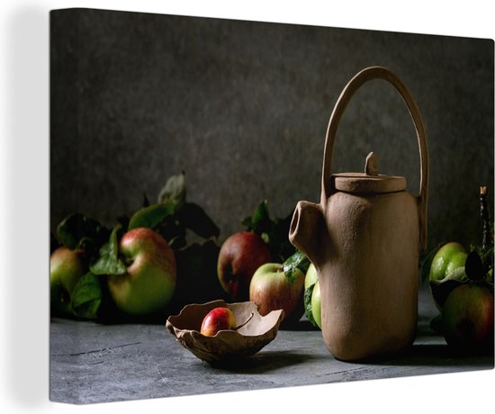 Toile Peinture Théière - Thee - Nature Morte - 150x100 cm - Décoration murale