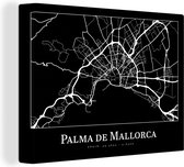Canvas Schilderij Plattegrond - Stadskaart - Palma de Mallorca - Kaart - 80x60 cm - Wanddecoratie