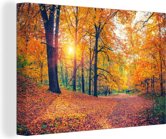 Canvas Schilderij Bomen - Herfst - Bos - Herfstbladeren - Wanddecoratie