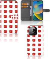 Portefeuille iPhone 14 Pro Coque Compatible avec Poivron Rouge