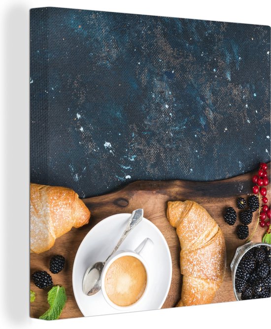 Tableau sur Toile Croissant - Fruit - Café - Cuisine - 50x50 cm -  Décoration murale