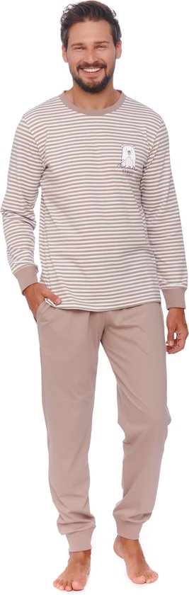 Doctor Nap Cotton Family Pyjama Hommes Adultes | Pantalon long à manches longues | Pyjamas assortis pour la famille d'hiver de Noël | Bear Yourself Beige PMB.4530 XXL