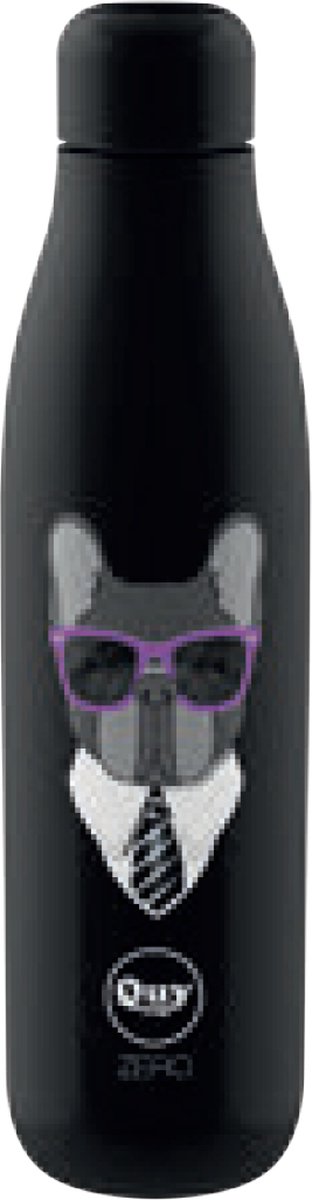Quy Cup - 500ml Thermosfles “Karl” Zwart 12 uur heet 24 uur koud herbruikbaar RVS fles (304)